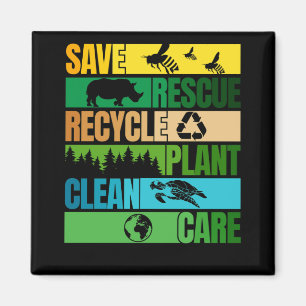 Save Bee Rescue Animals Recycle Plastict Earth Day Magnet