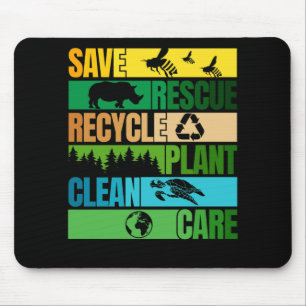 Save Bee Rescue Animals Recycle Plastict Earth Day Mouse Pad