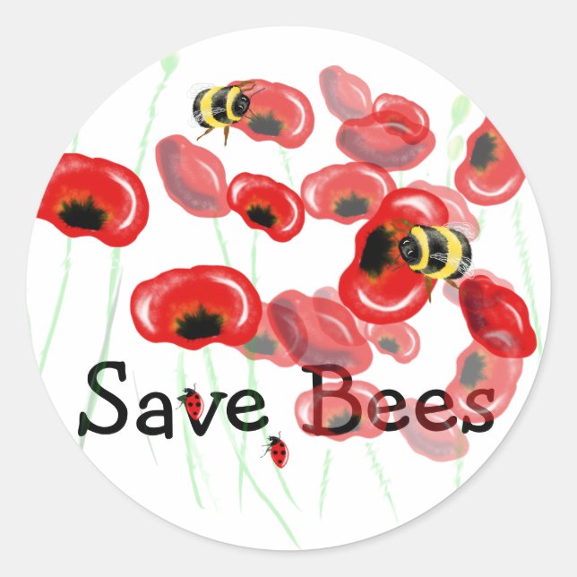 Save Bees and you save yourself Bee art stickers (Front)