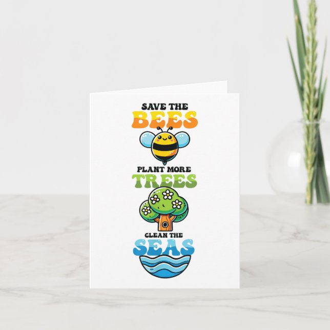 Save Bees Plant Trees Clean Seas Environmental Pro Card (Front)