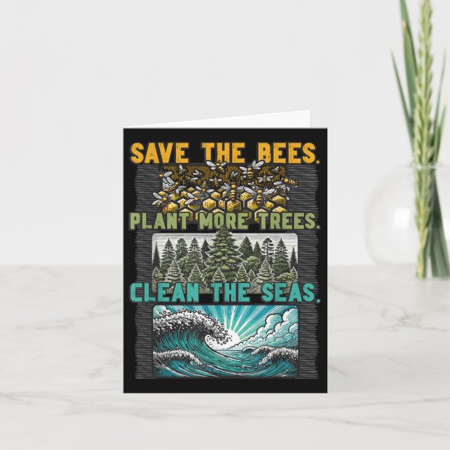 Save Bees Plant Trees Clean Seas Environmental Pro Card (Front)