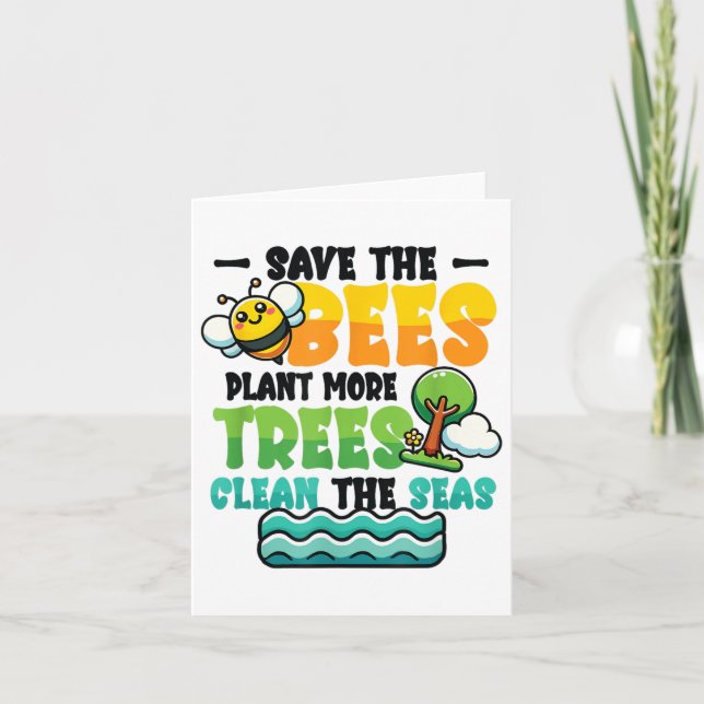 Save Bees Plant Trees Clean Seas Environmental Pro Card (Front)