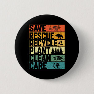Save Bees Rescue Animals Plant Trees Clean Seas Ca 6 Cm Round Badge