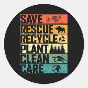 Save Bees Rescue Animals Plant Trees Clean Seas Ca Classic Round Sticker