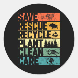 Save Bees Rescue Animals Plant Trees Clean Seas Ca Classic Round Sticker