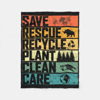 Save Bees Rescue Animals Plant Trees Clean Seas Ca Fleece Blanket