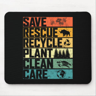 Save Bees Rescue Animals Plant Trees Clean Seas Ca Mouse Pad