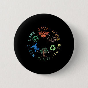 Save Bees Rescue Animals Recycle Plastic Animal Lo 6 Cm Round Badge