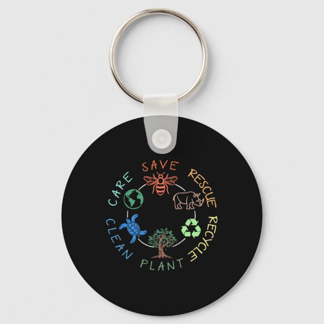 Save Bees Rescue Animals Recycle Plastic Animal Lo Key Ring (Front)