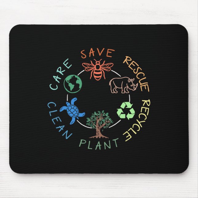 Save Bees Rescue Animals Recycle Plastic Animal Lo Mouse Pad (Front)