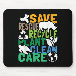 Save Bees Rescue Animals Recycle Plastic - Earth D Mouse Pad