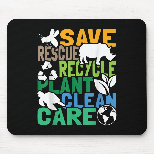 Save Bees Rescue Animals Recycle Plastic - Earth D Mouse Pad (Front)