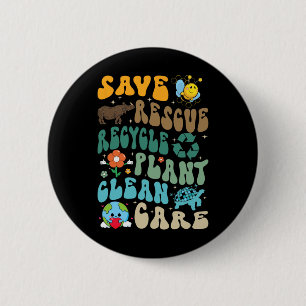 Save Bees Rescue Animals Recycle Plastic Earth Day 6 Cm Round Badge