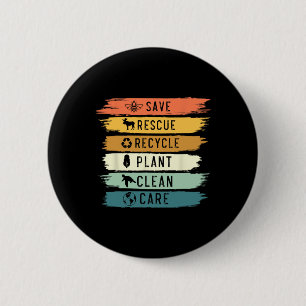 Save Bees Rescue Animals Recycle Plastic Earth Day 6 Cm Round Badge