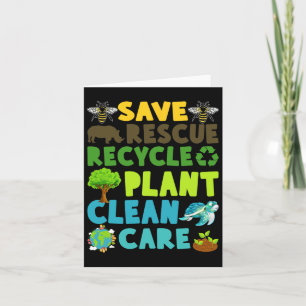 Save Bees Rescue Animals Recycle Plastic Earth Day Card