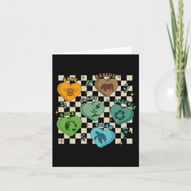Save Bees Rescue Animals Recycle Plastic Earth Day Card (Front)