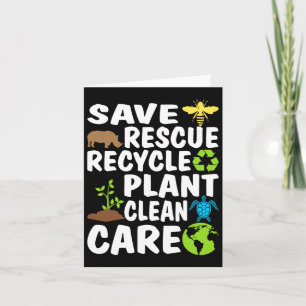 Save Bees Rescue Animals Recycle Plastic Earth Day Card