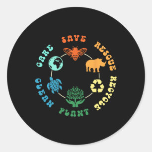 Save Bees Rescue Animals Recycle Plastic Earth Day Classic Round Sticker