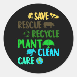 Save Bees Rescue Animals Recycle Plastic Earth Day Classic Round Sticker
