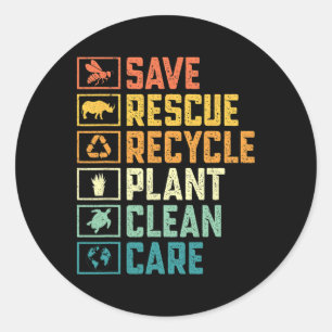 Save Bees Rescue Animals Recycle Plastic Earth Day Classic Round Sticker