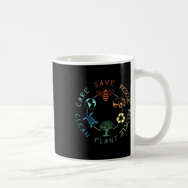 Save Bees Rescue Animals Recycle Plastic Earth Day Coffee Mug (Right)