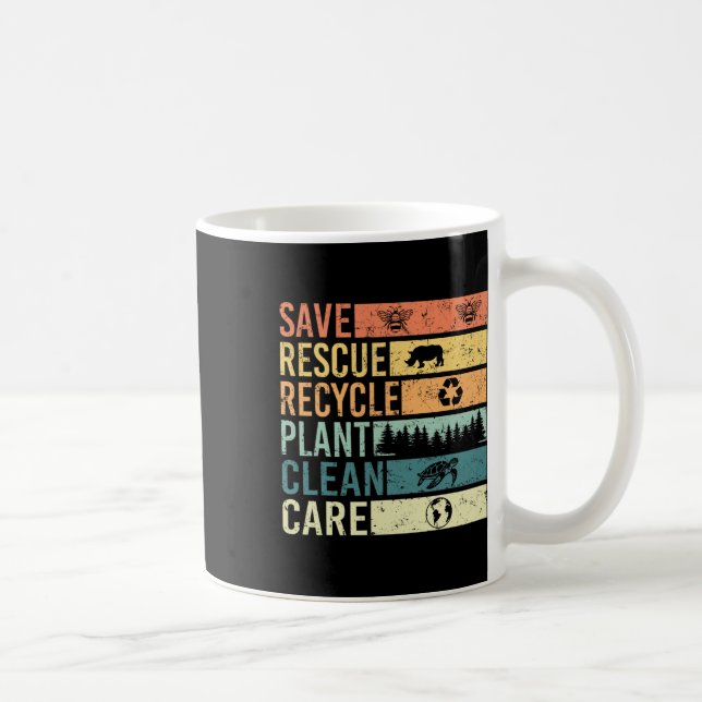 Save Bees Rescue Animals Recycle Plastic Earth Day Coffee Mug (Right)