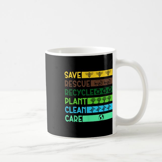 Save Bees Rescue Animals Recycle Plastic Earth Day Coffee Mug (Right)