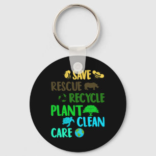Save Bees Rescue Animals Recycle Plastic Earth Day Key Ring