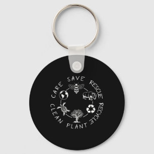Save Bees Rescue Animals Recycle Plastic Earth Day Key Ring