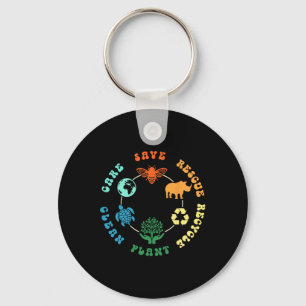Save Bees Rescue Animals Recycle Plastic Earth Day Key Ring