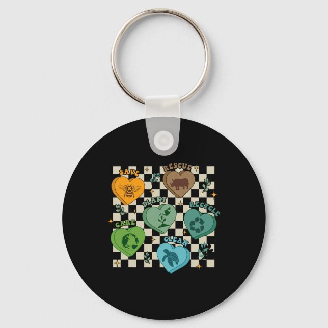 Save Bees Rescue Animals Recycle Plastic Earth Day Key Ring (Front)