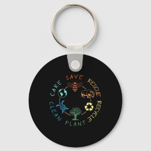 Save Bees Rescue Animals Recycle Plastic Earth Day Key Ring