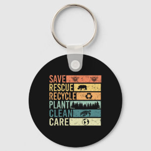 Save Bees Rescue Animals Recycle Plastic Earth Day Key Ring