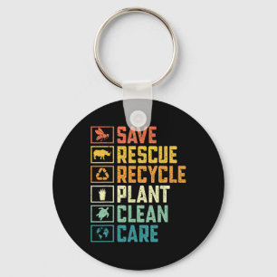 Save Bees Rescue Animals Recycle Plastic Earth Day Key Ring