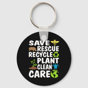 Save Bees Rescue Animals Recycle Plastic Earth Day Key Ring