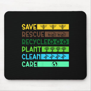 Save Bees Rescue Animals Recycle Plastic Earth Day Mouse Pad