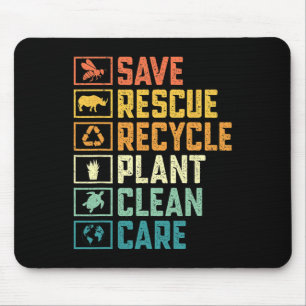 Save Bees Rescue Animals Recycle Plastic Earth Day Mouse Pad