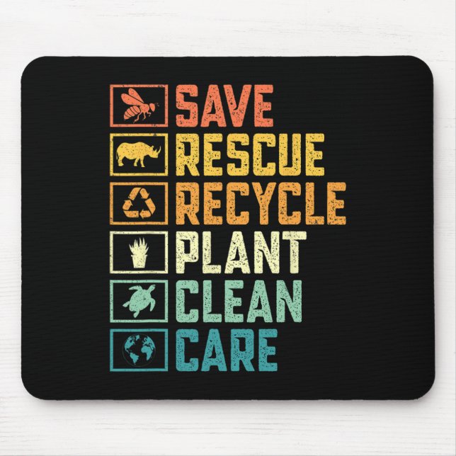 Save Bees Rescue Animals Recycle Plastic Earth Day Mouse Pad (Front)