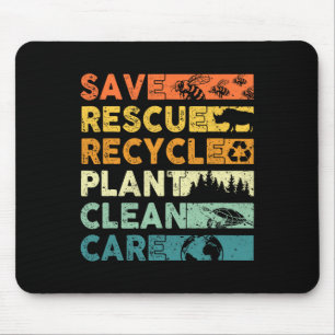 Save Bees Rescue Animals Recycle Plastic Earth Day Mouse Pad
