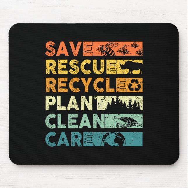 Save Bees Rescue Animals Recycle Plastic Earth Day Mouse Pad (Front)