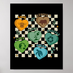 Save Bees Rescue Animals Recycle Plastic Earth Day Poster