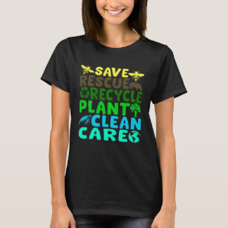Save Bees Rescue Animals Recycle Plastic Earth Day T-Shirt