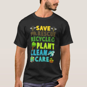 Save Bees Rescue Animals Recycle Plastic Earth Day T-Shirt