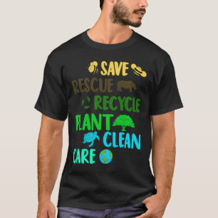 Save Bees Rescue Animals Recycle Plastic Earth Day T-Shirt