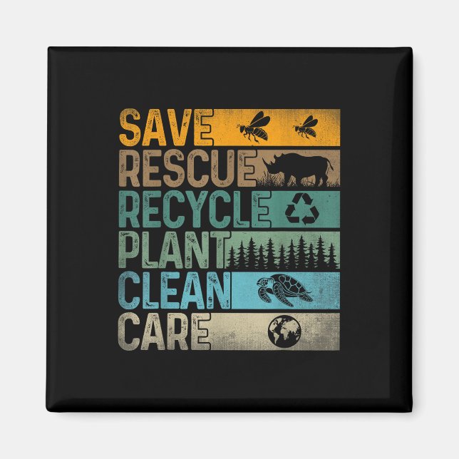 Save Bees Rescue Animals Recycle Plastics Fun Eart Magnet (Front)