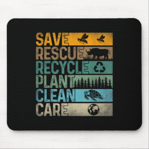Save Bees Rescue Animals Recycle Plastics Fun Eart Mouse Pad
