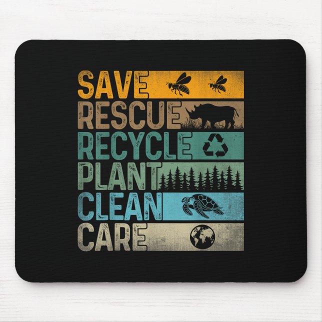 Save Bees Rescue Animals Recycle Plastics Fun Eart Mouse Pad (Front)