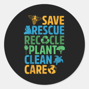 Save Bees Rescue Animals Recycle Plastict Earth Da Classic Round Sticker