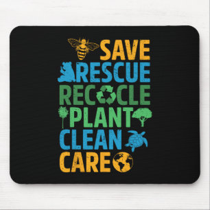 Save Bees Rescue Animals Recycle Plastict Earth Da Mouse Pad