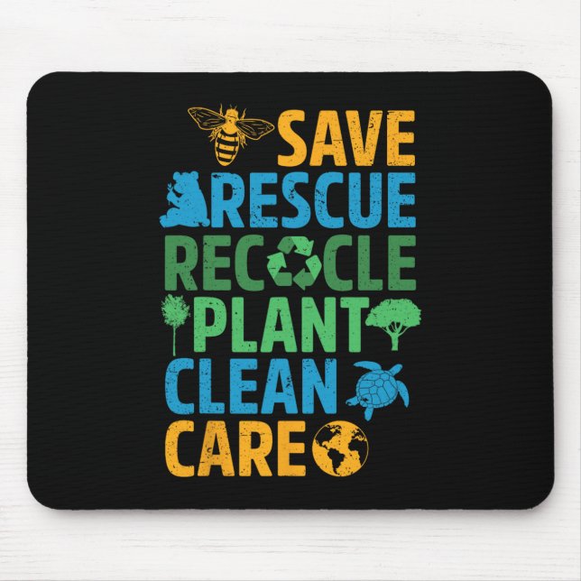 Save Bees Rescue Animals Recycle Plastict Earth Da Mouse Pad (Front)